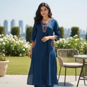 V Neck Kurti Set