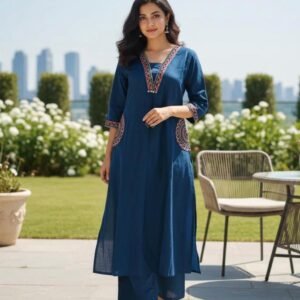 V Neck Kurti Set