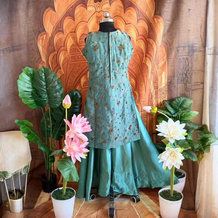 American Green Kurti with Palazzo Set - Image 3