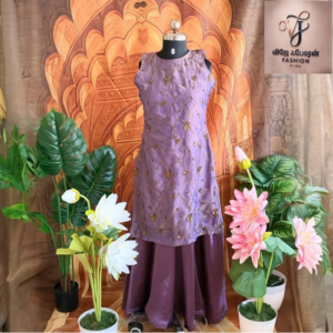 Dark Shine Purple Kurti with Palazzo Set